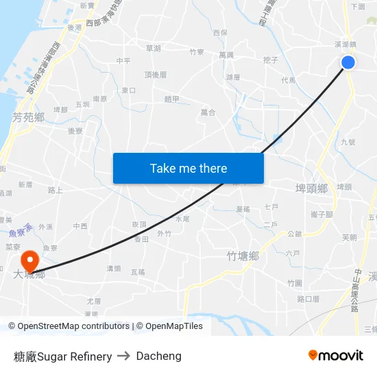 Sugar Refinery to Dacheng map