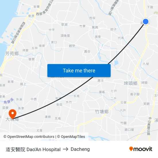 道安醫院 Dao'An Hospital to Dacheng map