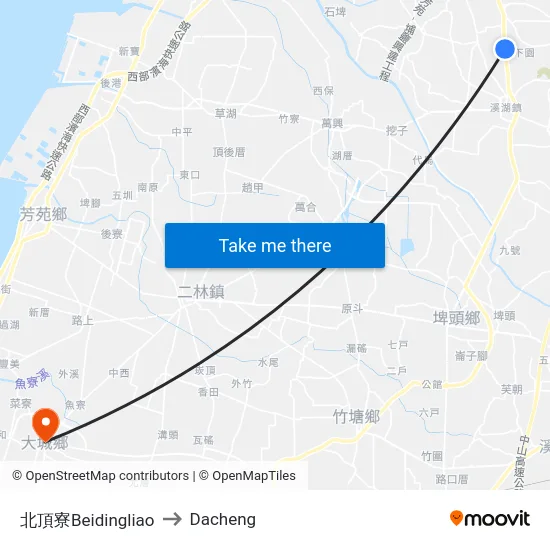 北頂寮Beidingliao to Dacheng map