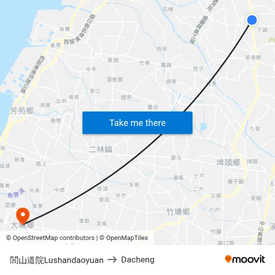 閭山道院Lushandaoyuan to Dacheng map