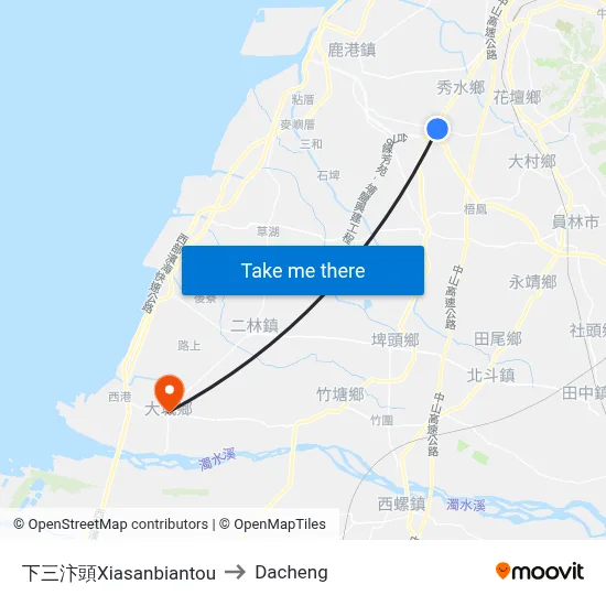 下三汴頭Xiasanbiantou to Dacheng map