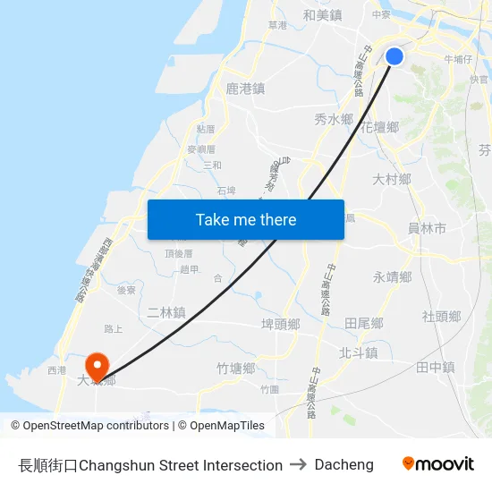 長順街口Changshun Street Intersection to Dacheng map