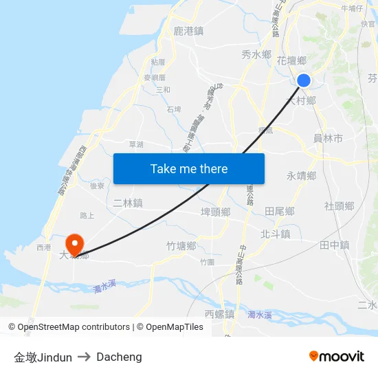 Jindun to Dacheng map
