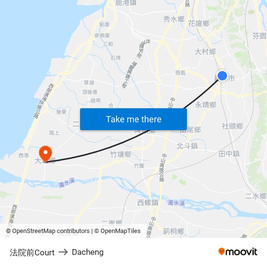 法院前Court to Dacheng map