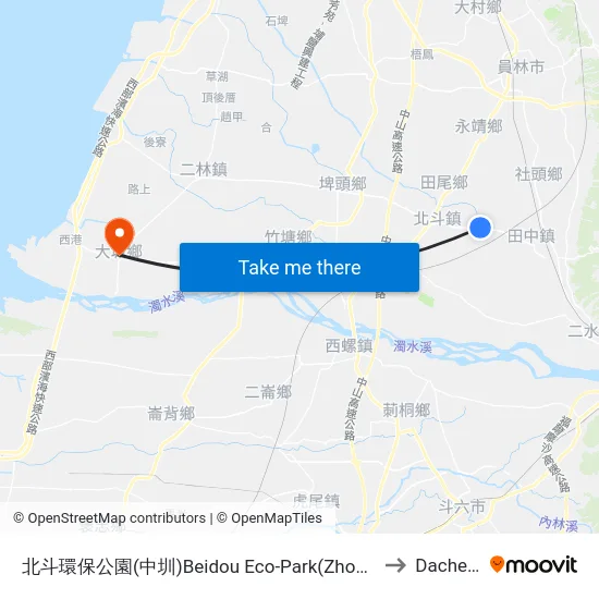 北斗環保公園(中圳)Beidou  Eco-Park(Zhongzun) to Dacheng map