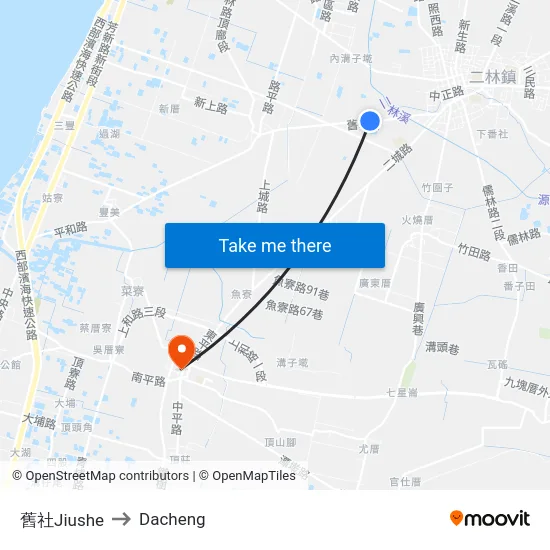 舊社Jiushe to Dacheng map