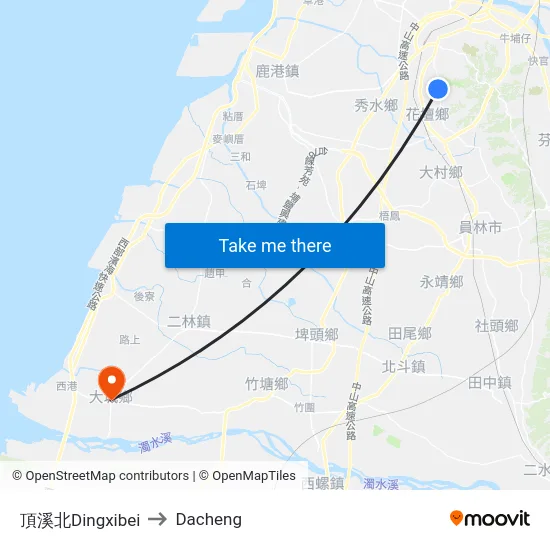 頂溪北Dingxibei to Dacheng map