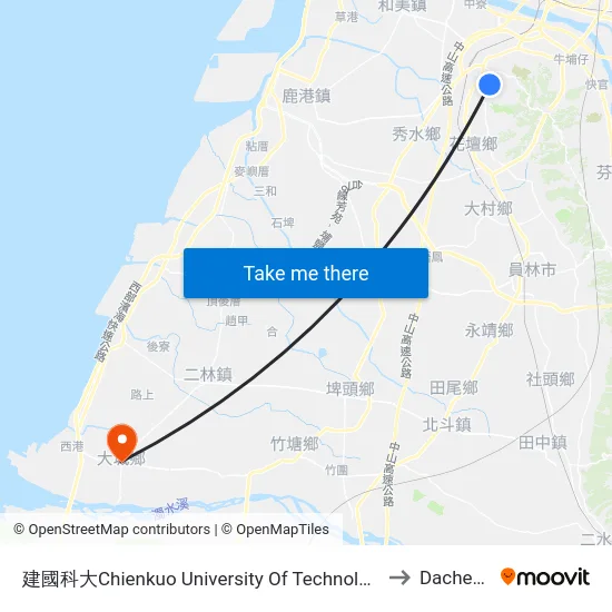 Chienkuo University Of Technology to Dacheng map