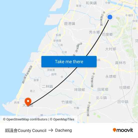 縣議會County Council to Dacheng map