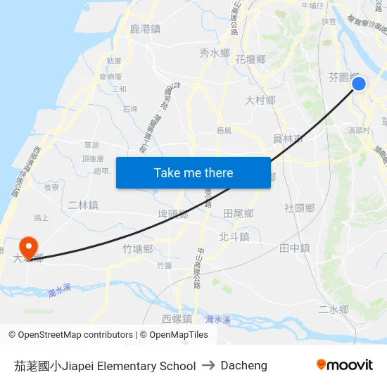 茄荖國小Jiapei Elementary School to Dacheng map