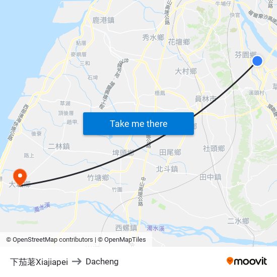 下茄荖Xiajiapei to Dacheng map