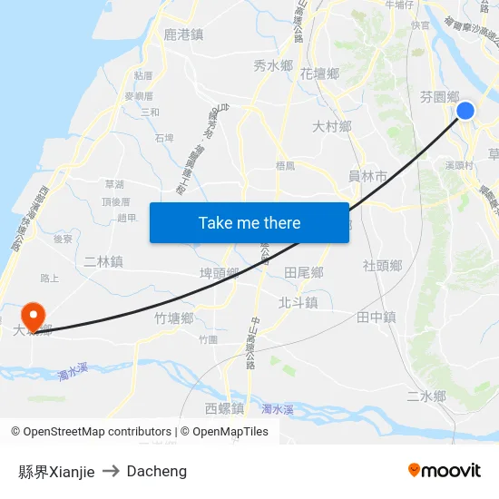 縣界Xianjie to Dacheng map