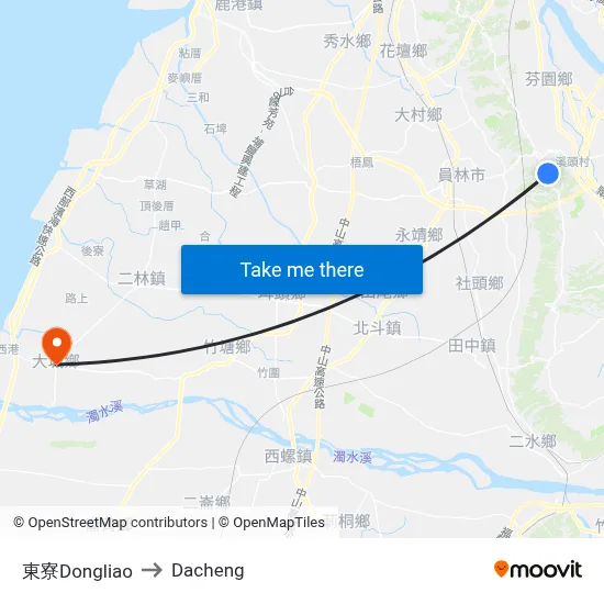 東寮Dongliao to Dacheng map