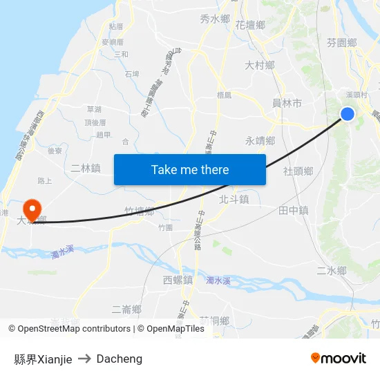 縣界Xianjie to Dacheng map