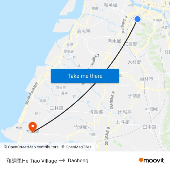 和調里He Tiao Village to Dacheng map