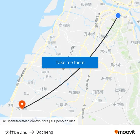 大竹Da Zhu to Dacheng map