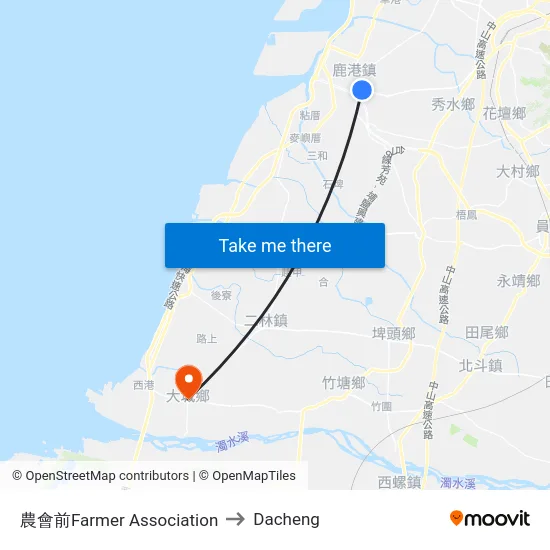 Farmer Association to Dacheng map