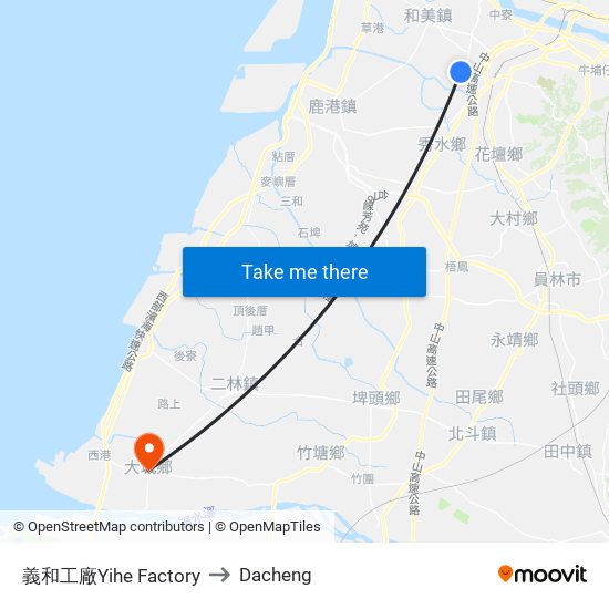 義和工廠Yihe Factory to Dacheng map