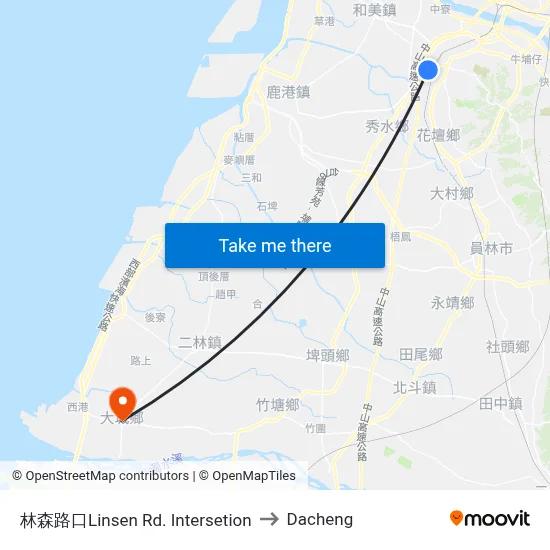 林森路口Linsen Rd. Intersetion to Dacheng map