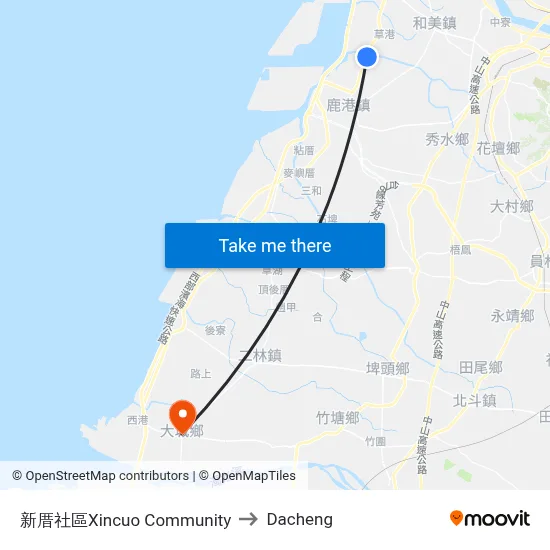 Xincuo Community to Dacheng map