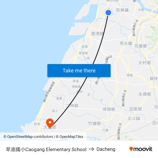 草港國小Caogang Elementary School to Dacheng map