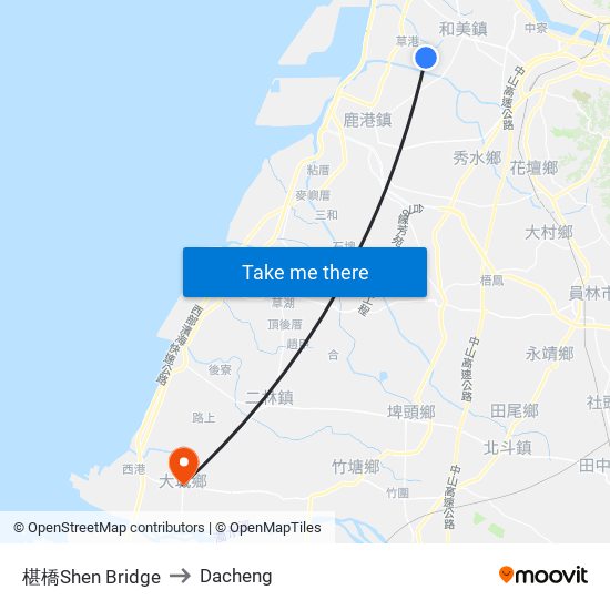 椹橋Shen Bridge to Dacheng map