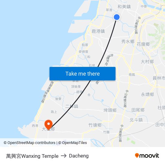 萬興宮Wanxing Temple to Dacheng map