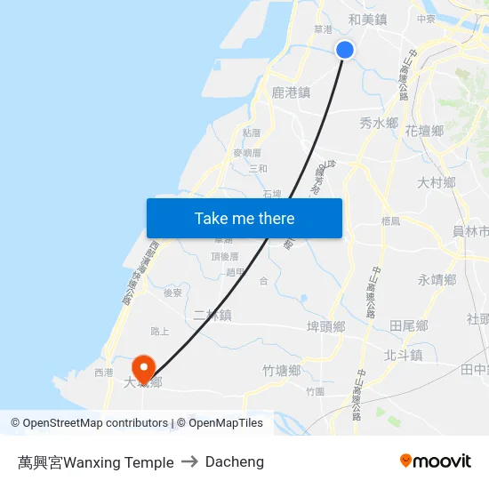 萬興宮Wanxing Temple to Dacheng map