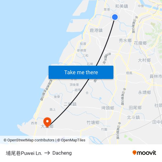 埔尾巷Puwei Ln. to Dacheng map
