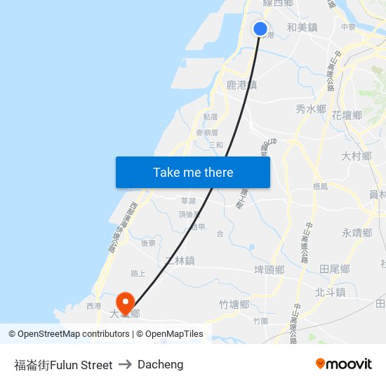 福崙街Fulun Street to Dacheng map