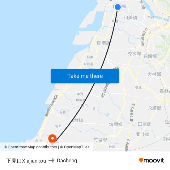 下見口Xiajiankou to Dacheng map