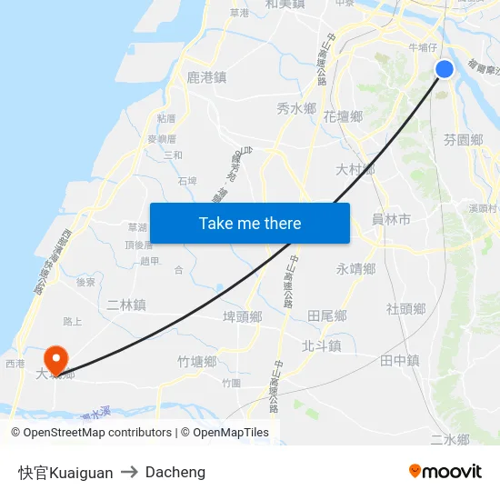 快官Kuaiguan to Dacheng map