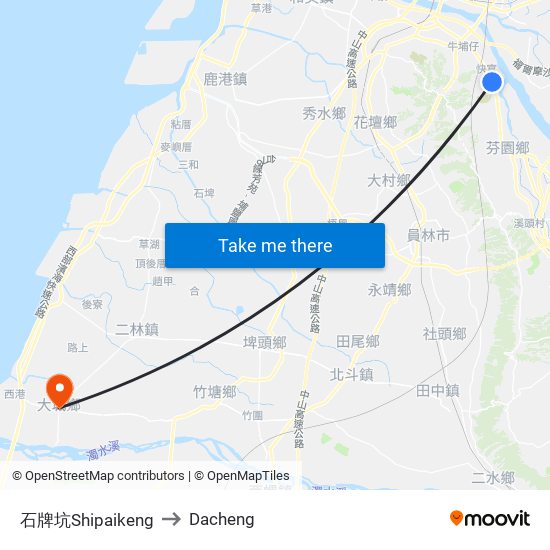 石牌坑Shipaikeng to Dacheng map