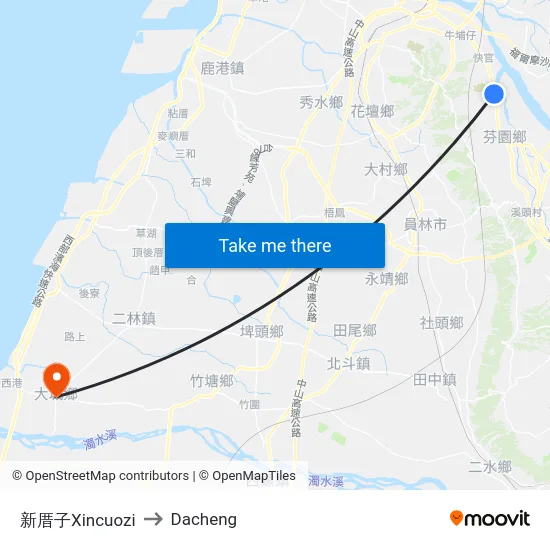 新厝子Xincuozi to Dacheng map