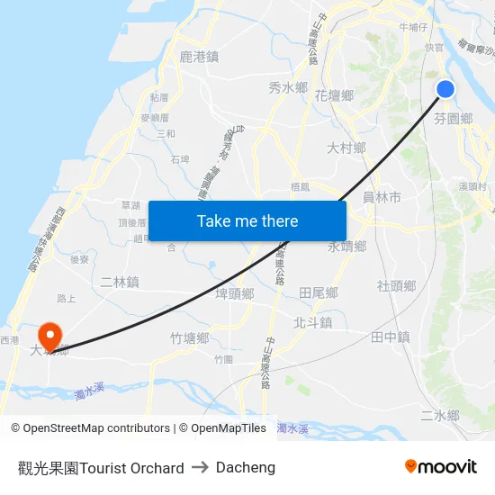 觀光果園Tourist Orchard to Dacheng map
