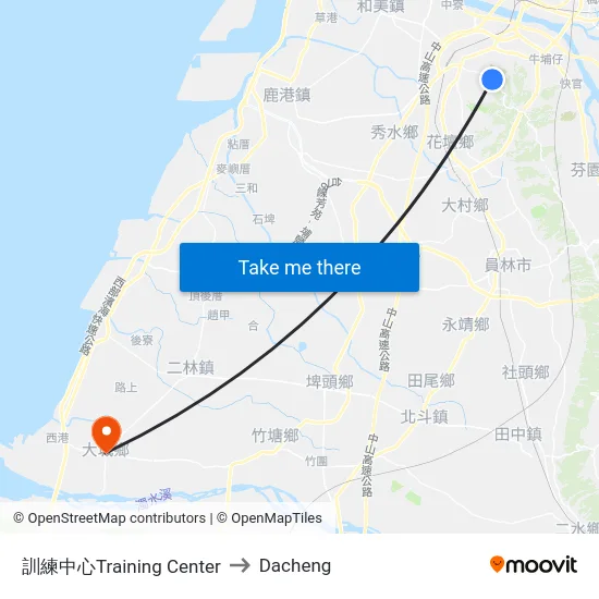 訓練中心Training Center to Dacheng map