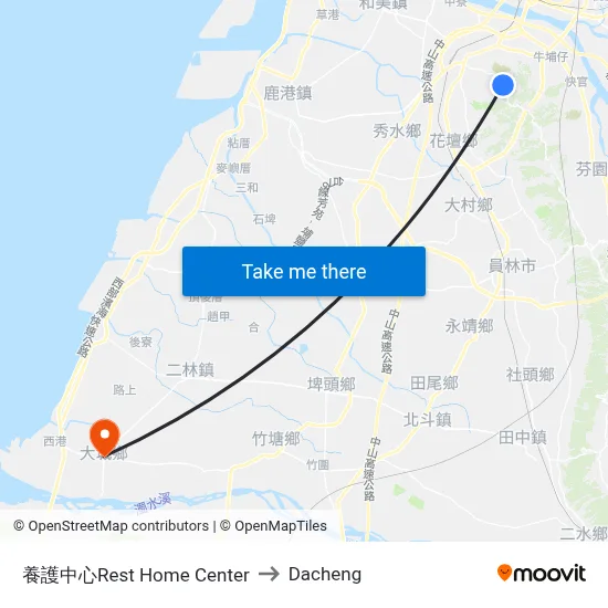 養護中心Rest Home Center to Dacheng map