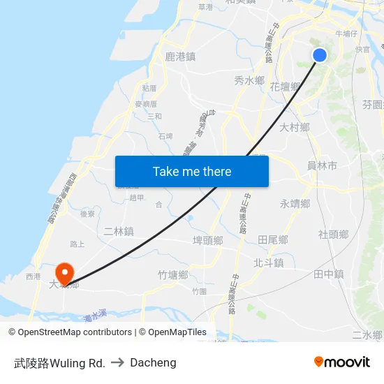 武陵路Wuling Rd. to Dacheng map