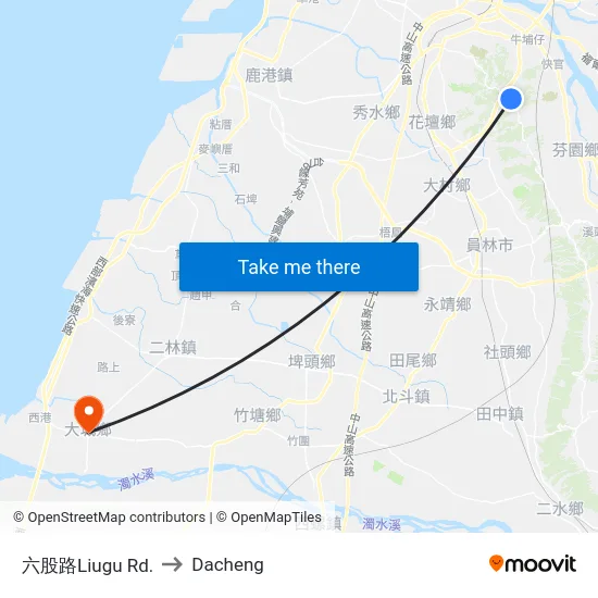 Liugu Road to Dacheng map