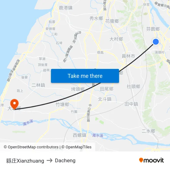 縣庄Xianzhuang to Dacheng map