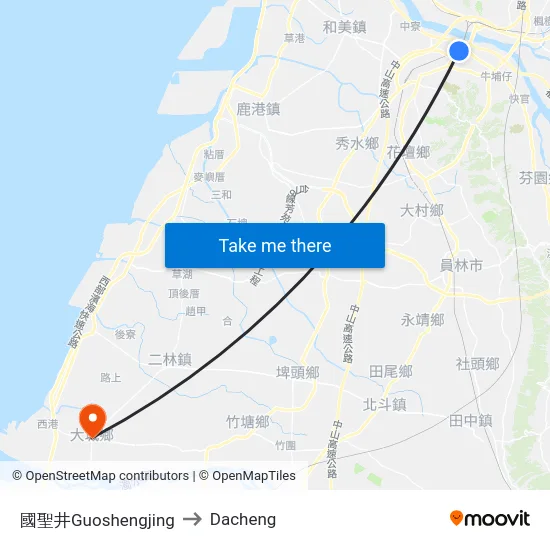國聖井Guoshengjing to Dacheng map