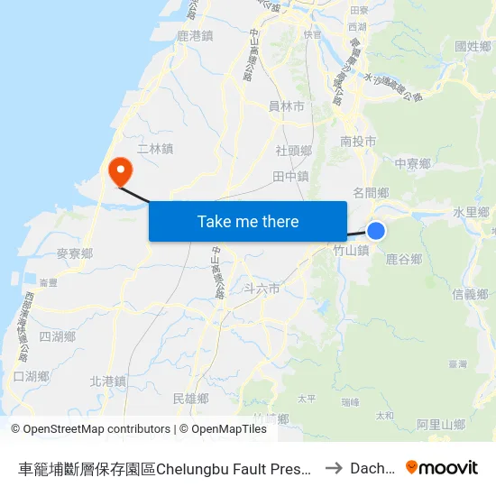 車籠埔斷層保存園區Chelungbu Fault Preservation Park to Dacheng map
