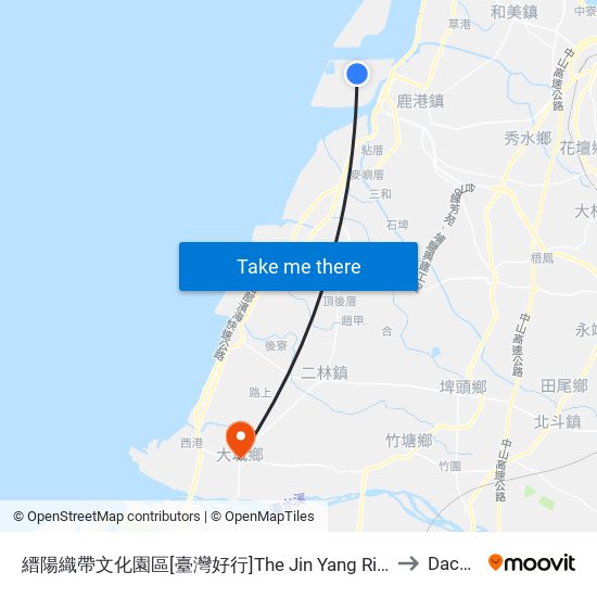 縉陽織帶文化園區[臺灣好行]The Jin Yang Ribbon Cultural Park to Dacheng map