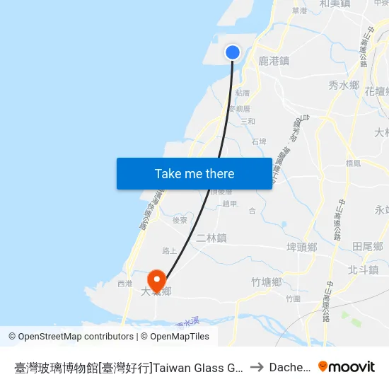 臺灣玻璃博物館[臺灣好行]Taiwan Glass Gallery to Dacheng map