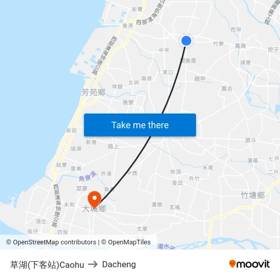 Caohu to Dacheng map