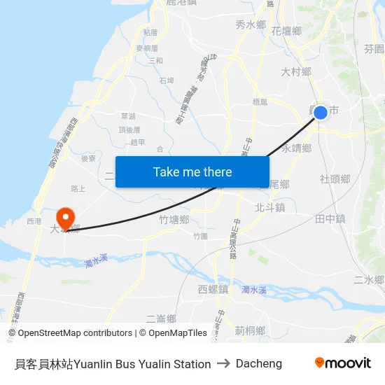 Yuanlin Bus Yuanlin Station to Dacheng map