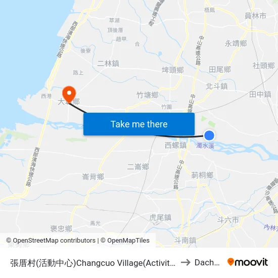 Changcuo Village Activity Center to Dacheng map