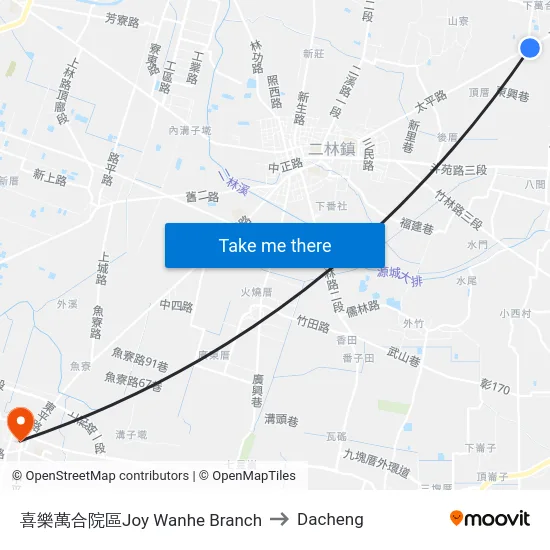 喜樂萬合院區Joy Wanhe Branch to Dacheng map