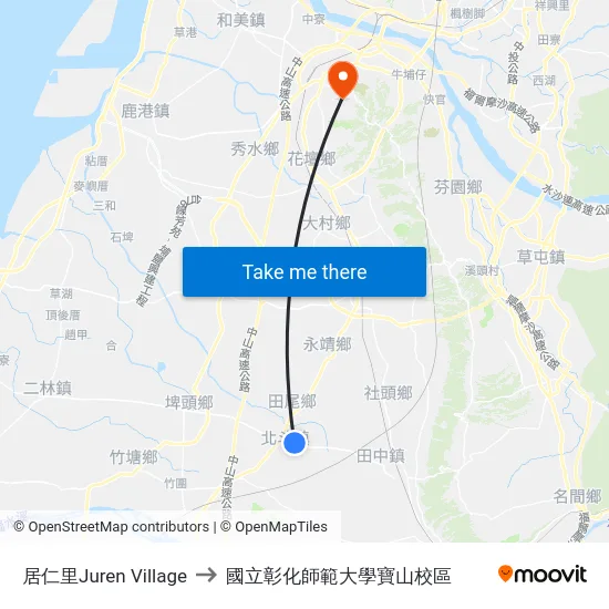 居仁里Juren Village to 國立彰化師範大學寶山校區 map