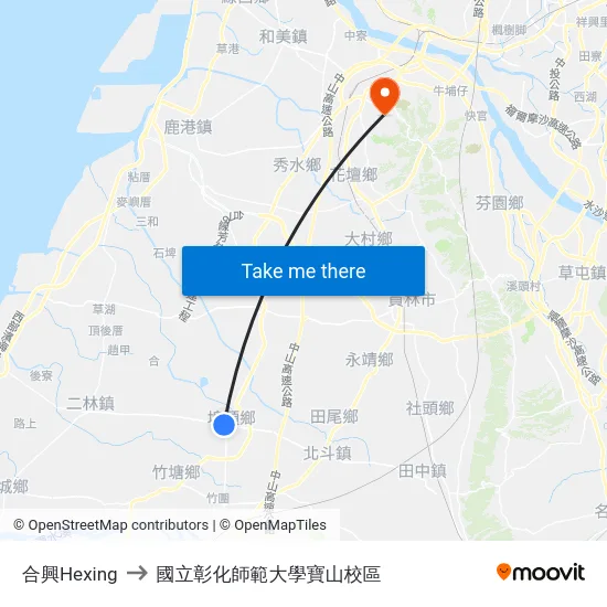 合興Hexing to 國立彰化師範大學寶山校區 map